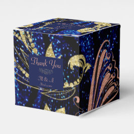 Royal Blue Guld Butterfly Wedor Favor Box Presentaskar