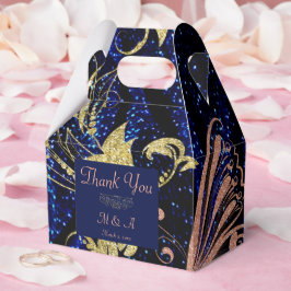Royal Blue Guld Butterfly Wedor Favor Box Presentaskar