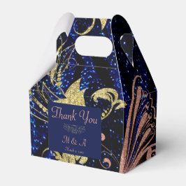Royal Blue Guld Butterfly Wedor Favor Box Presentaskar