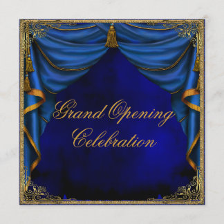 Royal Blue Guld Corporate Business Grand Open Inbjudningar