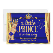 Royal Blue Guld Drapes Prince Baby Shower Brunette