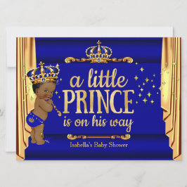 Royal Blue Guld Drapes Prince Baby Shower Ethnic L Inbjudningar