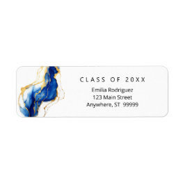 Royal Blue Guld Gult Elegant Modern Studenten Returadress Etikett