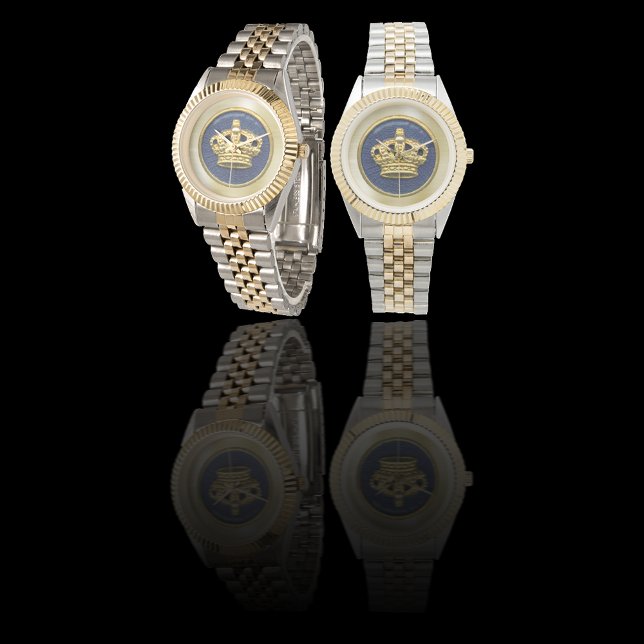 Royal Blue Guld Krona Armbandsur (Skapare uppladdad)