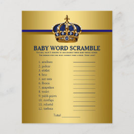 Royal Blue Guld Prince Baby Shower Games Flygblad