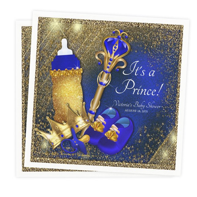 Royal Blue Guld Prince Baby Shower Pappersservett (Skapare uppladdad)