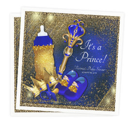 Royal Blue Guld Prince Baby Shower Pappersservett
