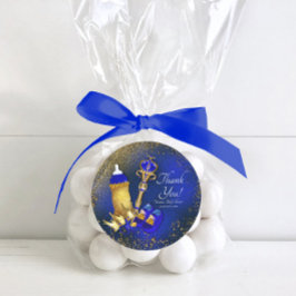 Royal Blue Guld Prince Baby Shower Runt Klistermärke