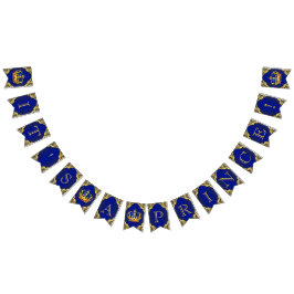 Royal Blue Guld Prince Baby Shower Vimplar