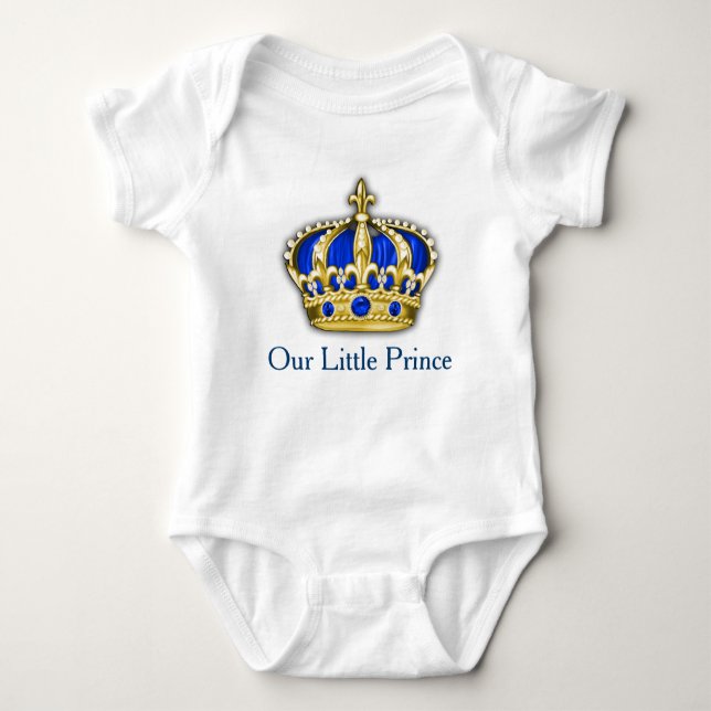 Royal Blue Guld Prince Krona Prince Pojke T-shirt (Framsida)