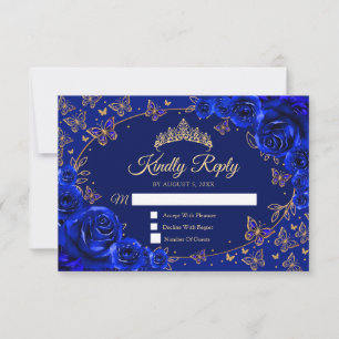 Royal Blue Guld Quinceanera Svar