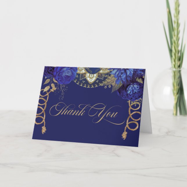 Royal Blue Guld Ro Elegant Charro Westerna Stil Tack Kort (Framsida)