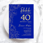 Royal Blue Guld Surprise 40:e födelsedagen Inbjudningar<br><div class="desc">Royal Blue Guld Surprise 40:e födelsedagsinbjudan. Minimalistisk modern femininin-design har botaniska accenter och typiska typsnitt. Enkel perfekt för inbjudan-kort i blommigt för en snyggt kvinnlig överraskning i firande.</div>