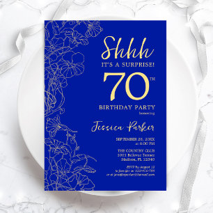 Royal Blue Guld Surprise 70:e födelsedagen Inbjudningar