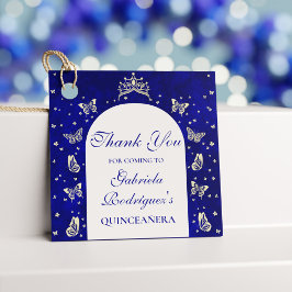 Royal Blue Guld Tiara Butterflies Quinceañera 15:e Gåvor Etiketter