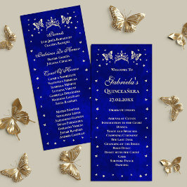 Royal Blue Guld Tiara Butterfly 15th Quinceañera Program