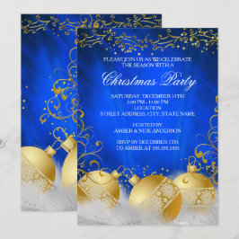 Royal Blue Guldbauble Vit Julfest Inbjudningar