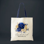 Royal Blue Gult Guld Blommigt Bridesmaid-gåva Tygkasse<br><div class="desc">Elegant royal blått bridesmaid-gåva från guld till väskan med elegant bouquet av blommor av royal blue,  Navy,  guld,  gult färg ro och eukalyptus löv. Kontakta mig om du behöver hjälp med anpassning eller om du behöver någon annan produkt med den här designen.</div>