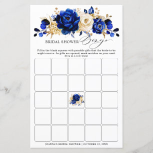 Royal Blue Gult Guld Blommigt Möhippa Bingo