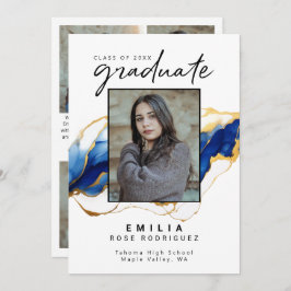 Royal Blue Gult Guld Elegant Grad Meddelande