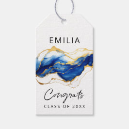 Royal Blue Gult Guld Gratulerara Studenten Presentetikett