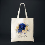 Royal Blue Gult Guld Metallic Blommigt Bride Tygkasse<br><div class="desc">Elegant royal blue guld-temabrid till tepåse med elegant bouquet av blommor av royal blue,  Navy,  guld,  gult färg-blommor och eukalyptus ro. Kontakta mig om du behöver hjälp med anpassning eller om du behöver någon annan produkt med den här designen.</div>