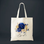Royal Blue Gult Guld Metallic Blommigt Bride Tygkasse<br><div class="desc">Elegant royal blue guld-temabrid till tepåse med elegant bouquet av blommor av royal blue,  Navy,  guld,  gult färg-blommor och eukalyptus ro. Kontakta mig om du behöver hjälp med anpassning eller om du behöver någon annan produkt med den här designen.</div>