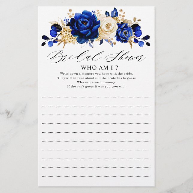 Royal Blue Gult Guld Metallic Vem är jag? (Framsida)