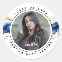 Royal Blue Gult Guld Photo Studenten-försegling