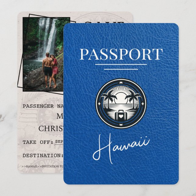 Royal Blue Hawaii Passport Spara datum Datumet (Fram/baksida)