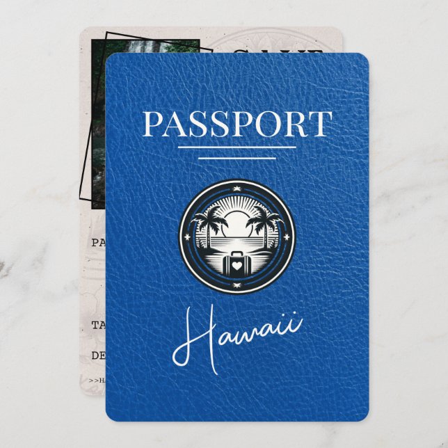 Royal Blue Hawaii Passport Spara datum Spara Datumet (Fram/baksida)