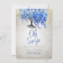 Royal Blue Heart Leaf Tree Silver Bröllops Hashtag