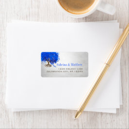 Royal Blue Heart Ledad Returadress Adressetikett