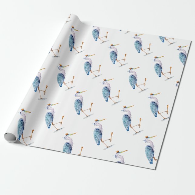 Royal Blue Heron Presentpapper (Utrullad)