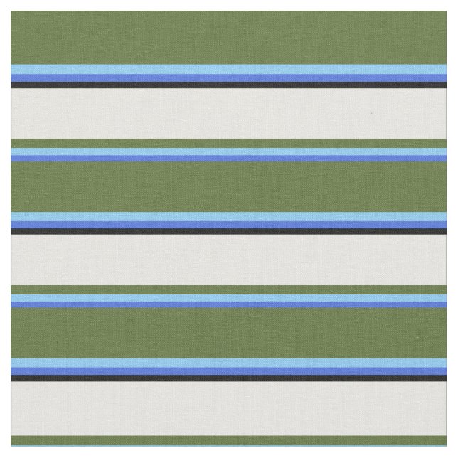 Royal Blue, Himlar Blue, Oliv grönt, vit och svart Tyg (Närbild)