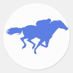 Royal Blue Horse Tävla Runt Klistermärke