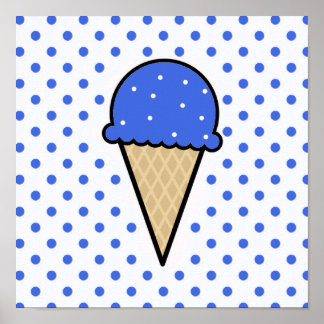 Royal Blue Ice Cream Cone Poster