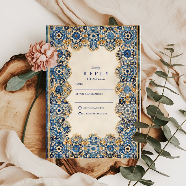 Royal Blue Islamic Wedding OSA Kort (Skapare uppladdad)
