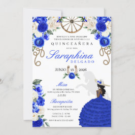 Royal Blue & Ivory Ro Western Quinceañera Inbjudningar