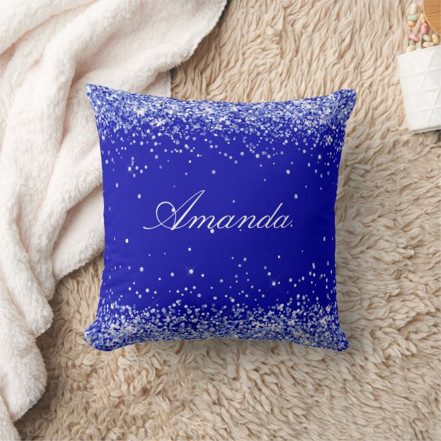 Royal blue konetti namn kudde (Filt)