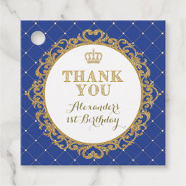 Royal Blue Krona Prince Tack Boys Birthday Gåvor Etiketter