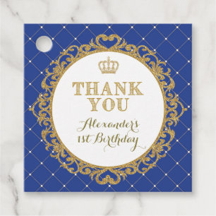 Royal Blue Krona Prince Tack Boys Birthday Gåvor Etiketter