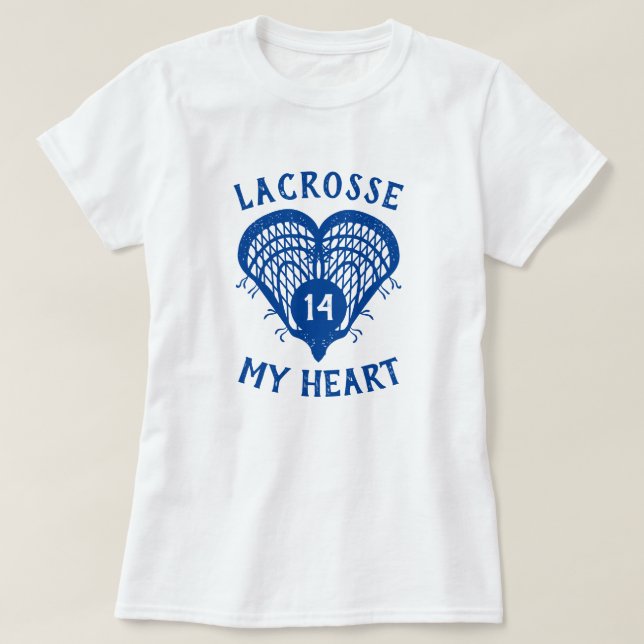 Royal Blue Lacrosse My Heart T-Shirt (Design framsida)