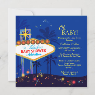 Royal Blue Las Vegas Baby Shower Inbjudningar