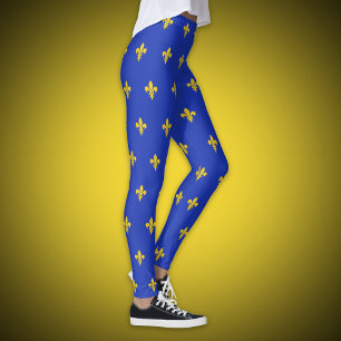 Royal Blue Legging med guld Fleur de Lis