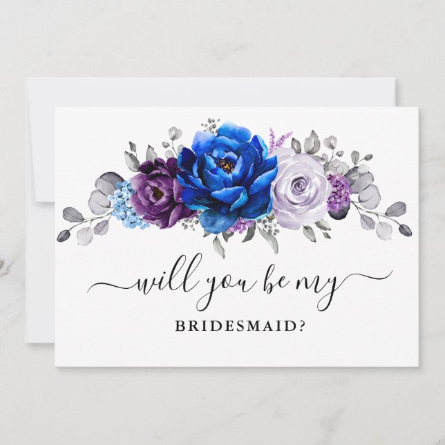 Royal Blue Lila Lilac Kommer du att bli min Brides Inbjudningar (Framsida)