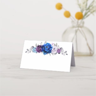 Royal Blue Lila Navy Lilac Blooms Bröllop Placeringskort