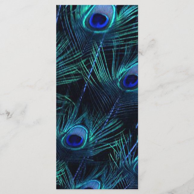 Royal Blue Lila Peacock Bröllopsprogram Program (Framsida)