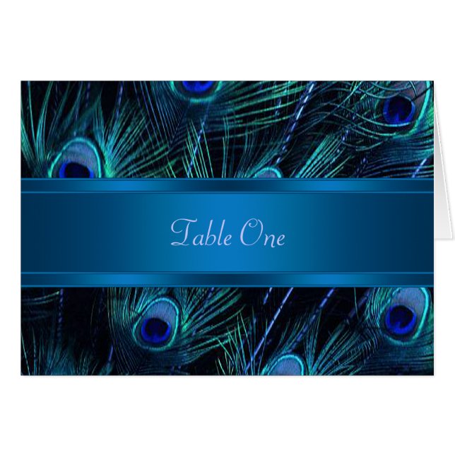 Royal Blue Lila Peacock Feathers Bröllop OBS Kort (Framsidan Horizontal)