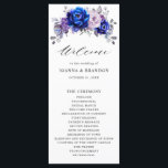 Royal Blue Lilac Lila Blommigt Bröllop Program<br><div class="desc">Elegant royal blue lilac lavender blommigt Tema bröllopsprogram med elegant bouquet av blommor av royal blue,  Navy,  silver,  lilac färg ro buds and sage grönt eucalyptus lövs. Kontakta mig om du behöver hjälp med anpassning eller om du behöver någon annan produkt med den här designen.</div>